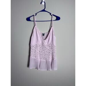 Light Pink Lace Camisole Tank Top Wild Fable Size XL Sweetheart Neckline Ruffle